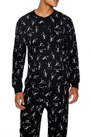 Skeleton Knit Long Sleeve Top & Pant 2 Piece Pajama Set