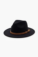 Faux-Leather Trim Fedora