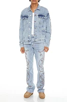 Blouson en denim avec motif brodÃ©