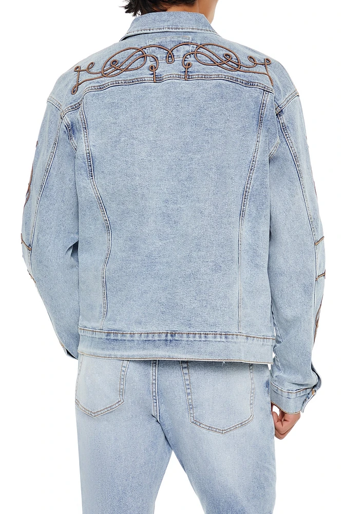 Blouson en denim avec motif brodÃ©