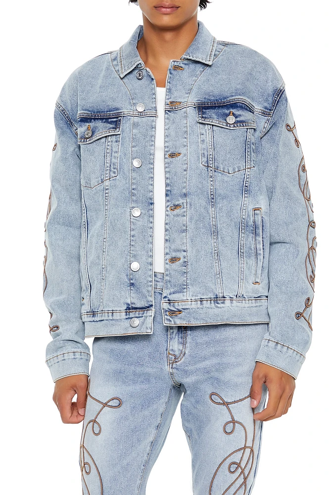 Blouson en denim avec motif brodÃ©