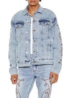 Blouson en denim avec motif brodÃ©