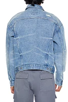 Blouson de style camionneur en denim d'aspect usé