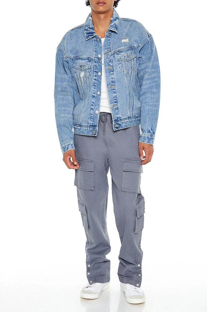 Blouson de style camionneur en denim d'aspect usÃ©