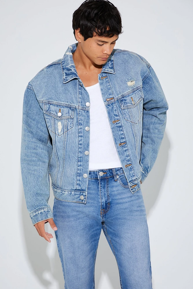 Blouson de style camionneur en denim d'aspect us