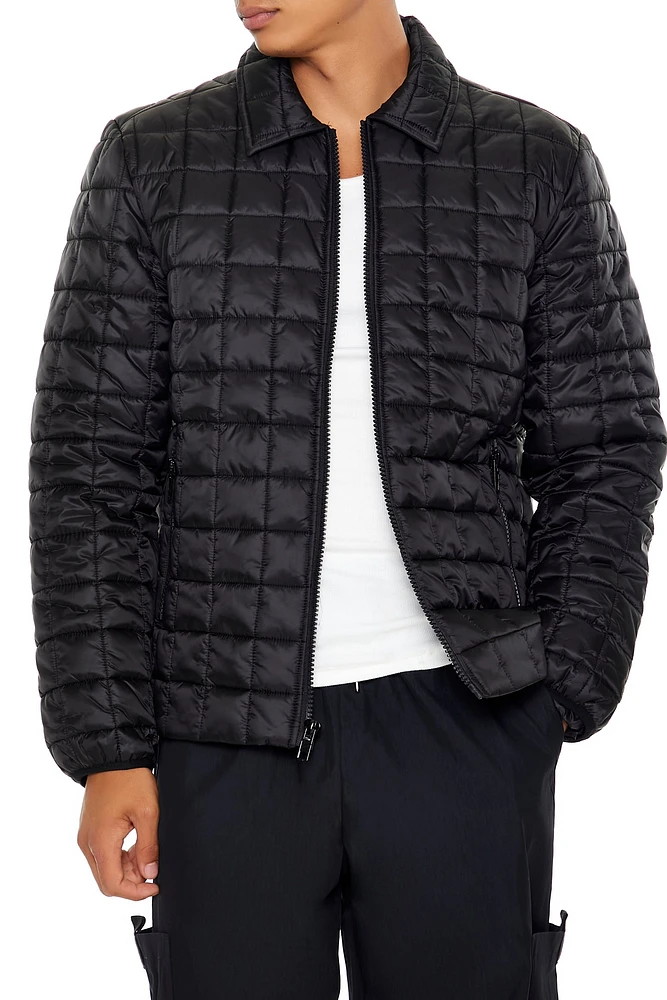 Quilted Zip-Up Bomber Jacket