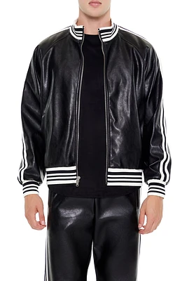 Varsity-Striped Bomber Jacket