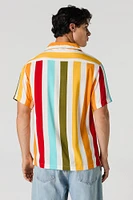 Multicolour Striped Print Button-Up Top