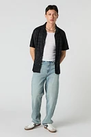 Textured Button-Up Collared Top