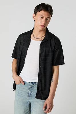 Textured Button-Up Collared Top