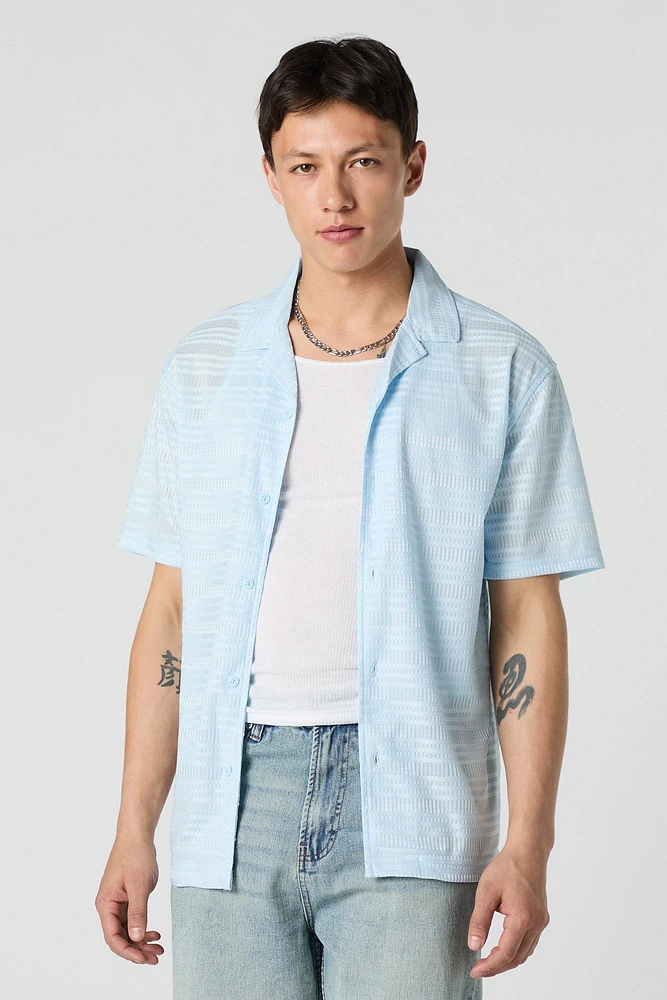 Textured Button-Up Collared Top