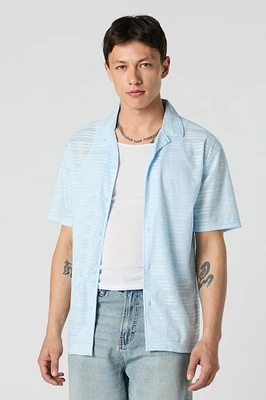 Textured Button-Up Collared Top