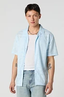 Textured Button-Up Collared Top