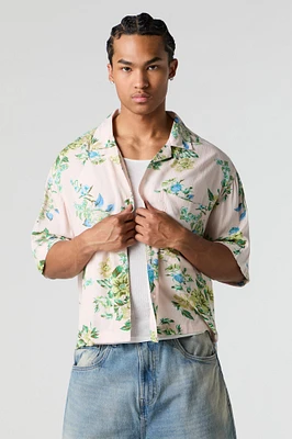 Floral Print Boxy Button-Up Top