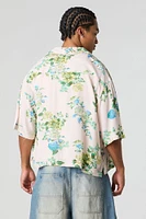 Floral Print Boxy Button-Up Top