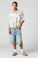 Floral Print Boxy Button-Up Top