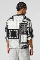 Paisley Print Boxy Button-Up Top