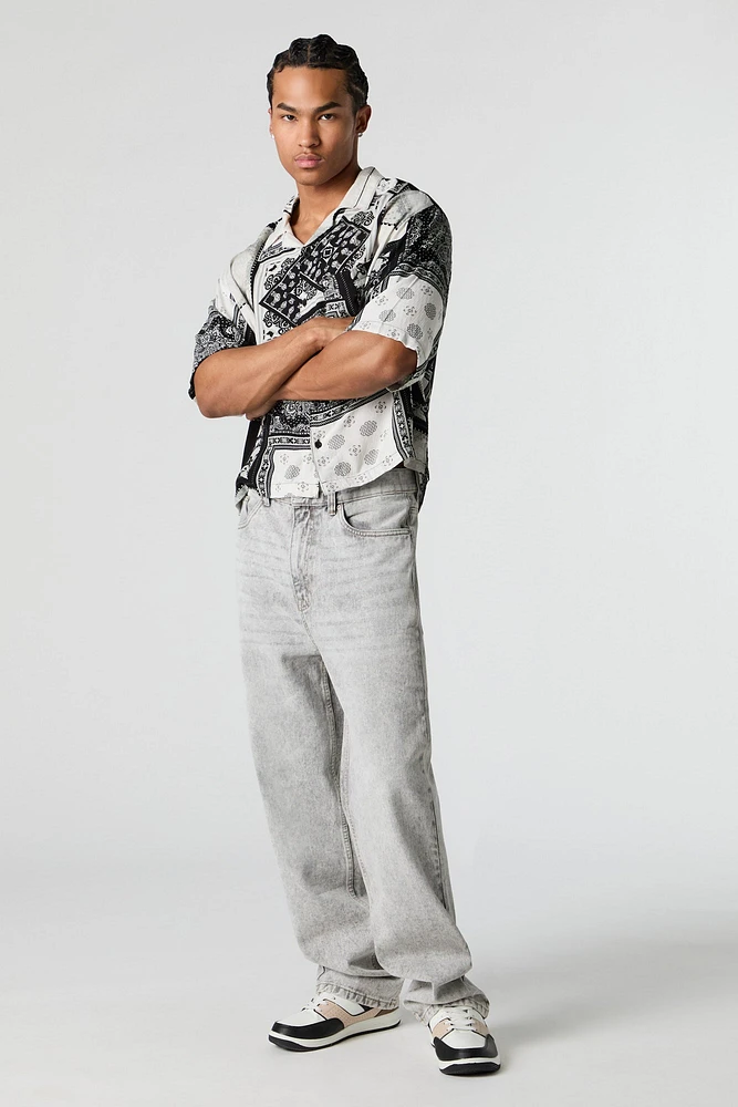 Paisley Print Boxy Button-Up Top
