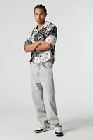 Paisley Print Boxy Button-Up Top