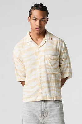 Cloud Print Boxy Button-Up Top