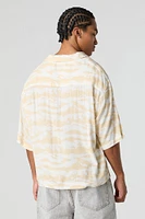 Cloud Print Boxy Button-Up Top