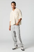 Cloud Print Boxy Button-Up Top