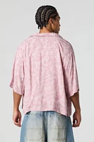 Haut boutonné carré à imprimé cachemire rose