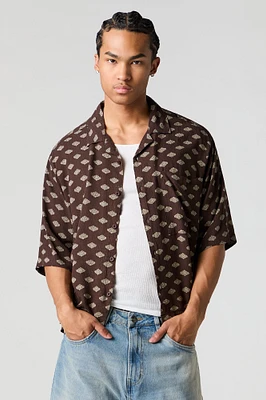 Printed Boxy Button-Up Top