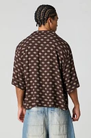 Printed Boxy Button-Up Top