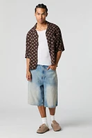 Printed Boxy Button-Up Top