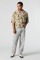 Woodland Print Boxy Button-Up Top