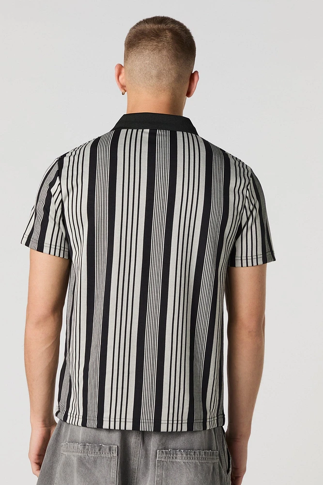 Striped Button-Up Short Sleeve Top