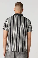 Striped Button-Up Short Sleeve Top