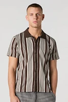 Striped Button-Up Short Sleeve Top