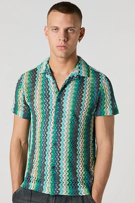 Zig-Zag Crochet Button-Up Top