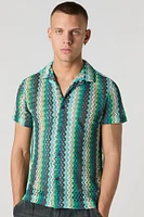 Zig-Zag Crochet Button-Up Top