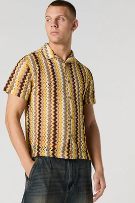 Haut boutonné crocheté à chevrons