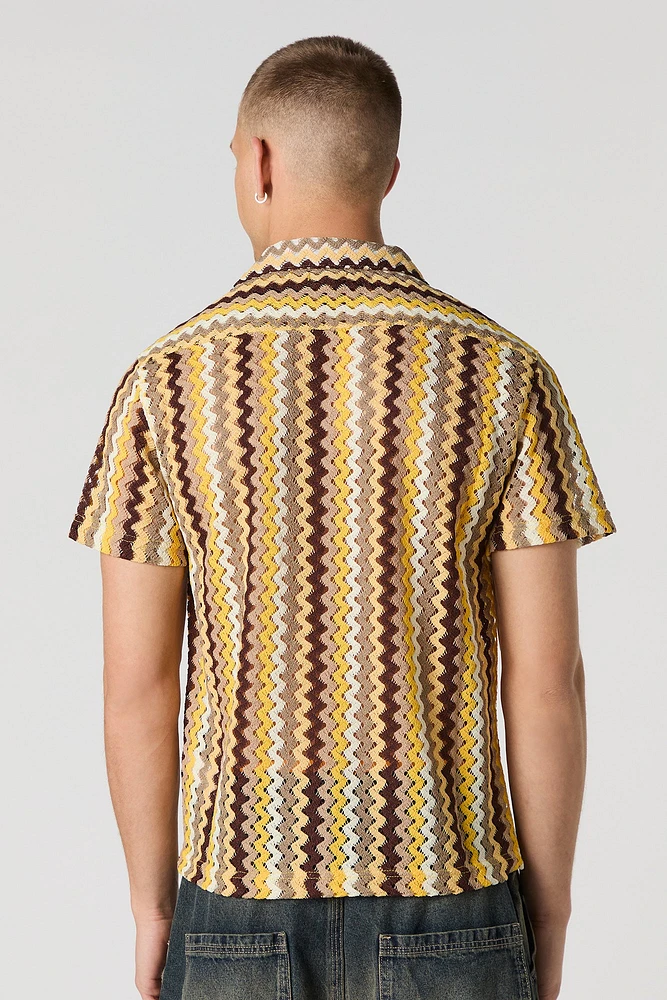 Haut boutonné crocheté à chevrons