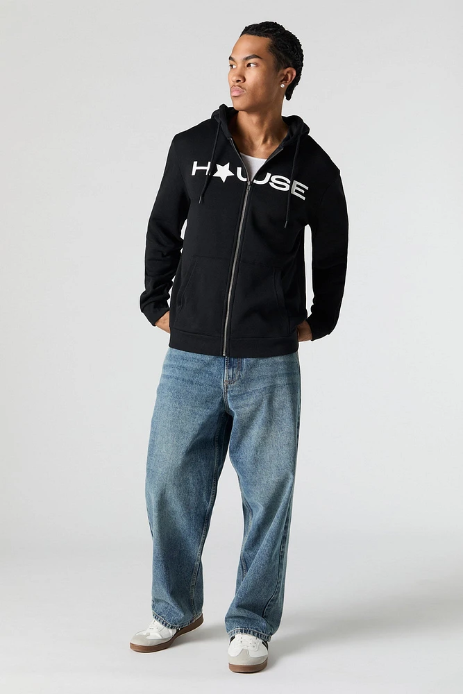 House Graphic Fleece Zip-Up Hoodie