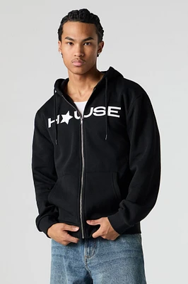House Graphic Fleece Zip-Up Hoodie