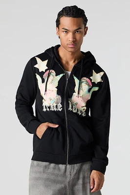 True Love Graphic Fleece Zip-Up Hoodie