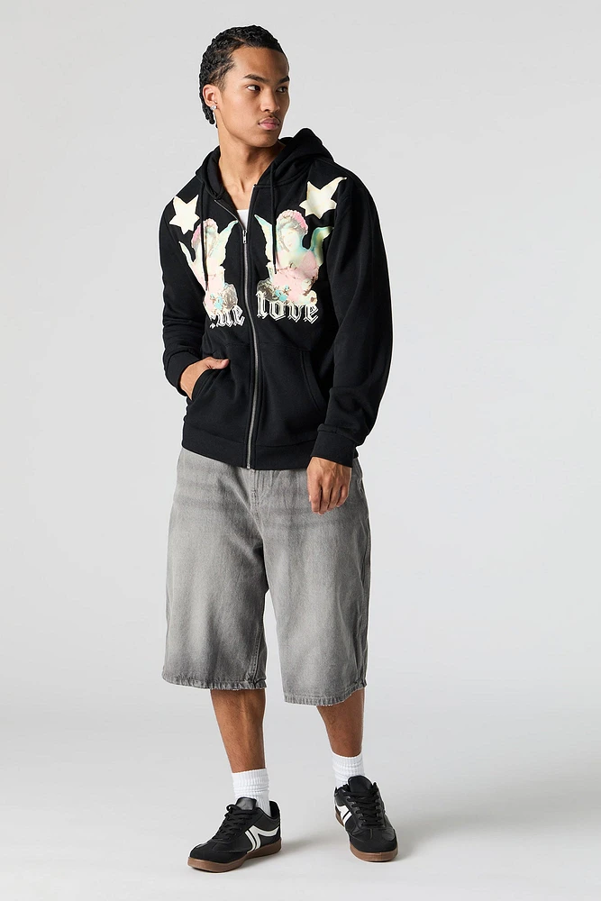 True Love Graphic Fleece Zip-Up Hoodie