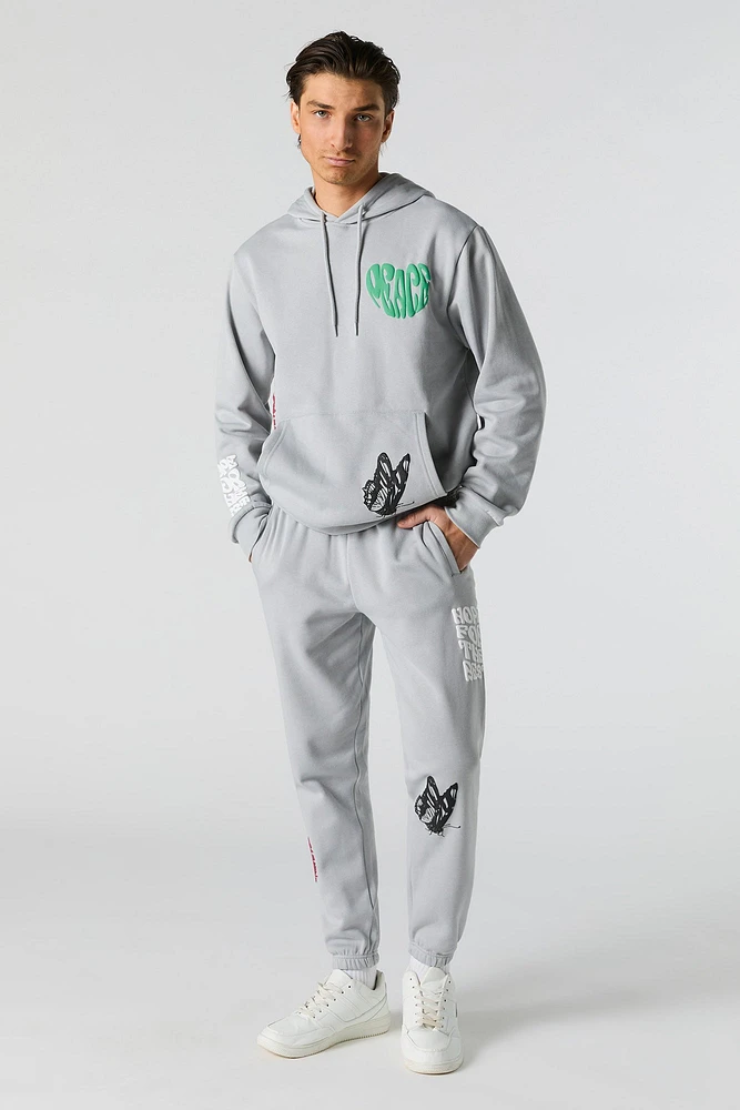 Hope for Best Puff Print Fleece Hoodie