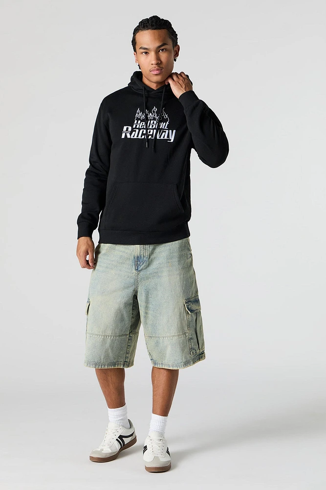 Hell-bent Raceway Embroidered Fleece Zip-Up Hoodie