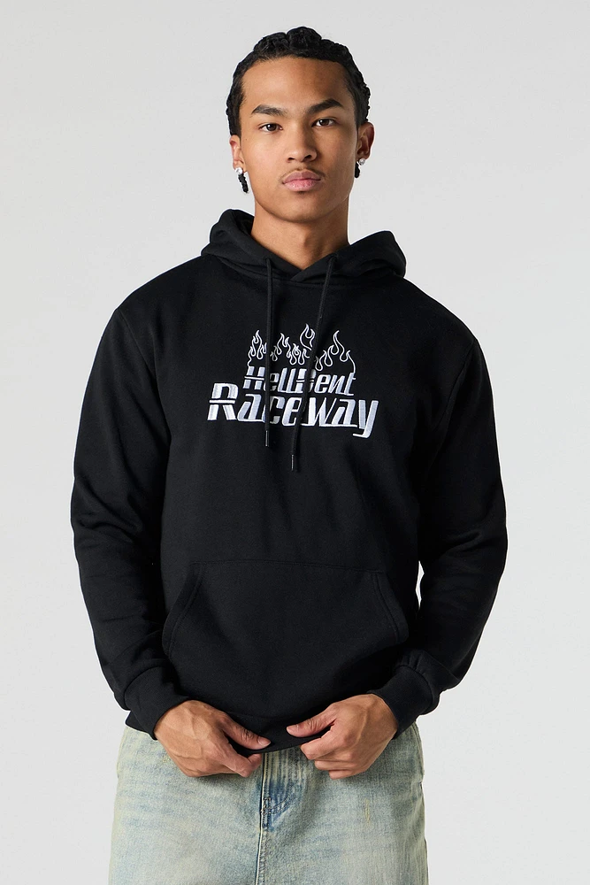 Hell-bent Raceway Embroidered Fleece Zip-Up Hoodie
