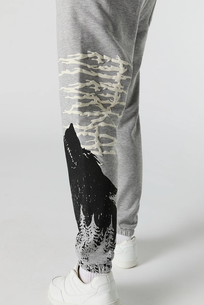 Wolf Puff Print Fleece Jogger