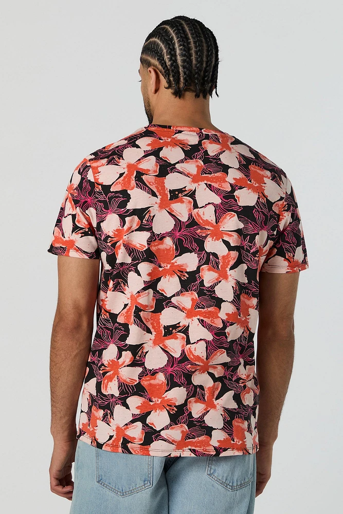 Hibiscus Print T-Shirt