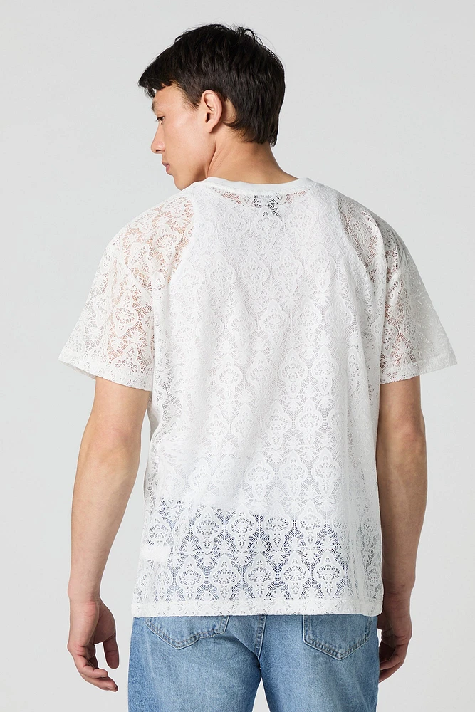 T-shirt orné de dentelle