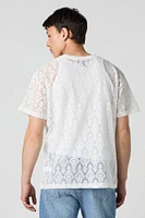 T-shirt orné de dentelle