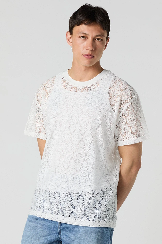T-shirt orné de dentelle